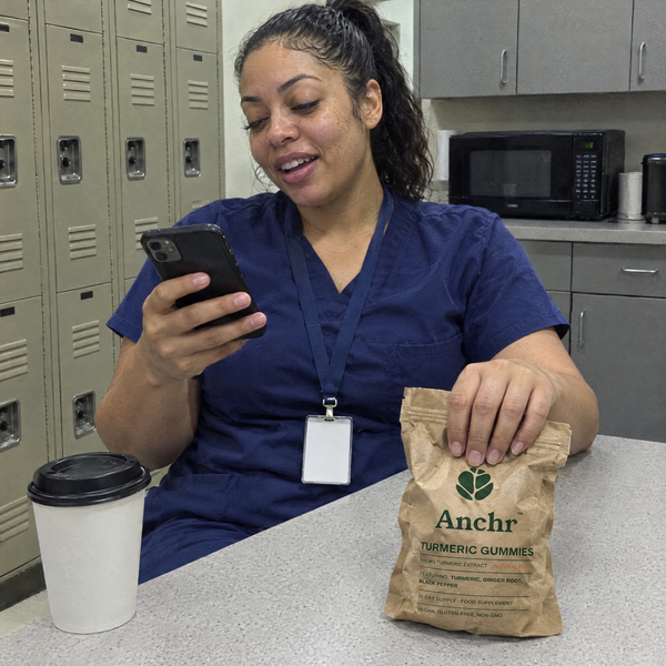 Anchr customer with Turmeric Gummies