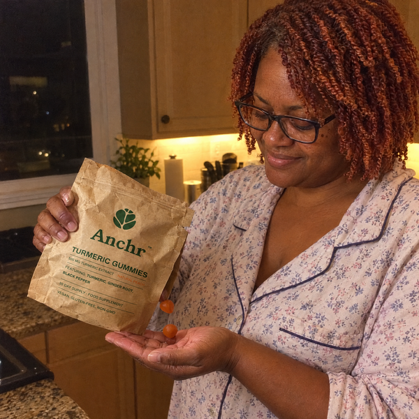 Anchr customer with Turmeric Gummies
